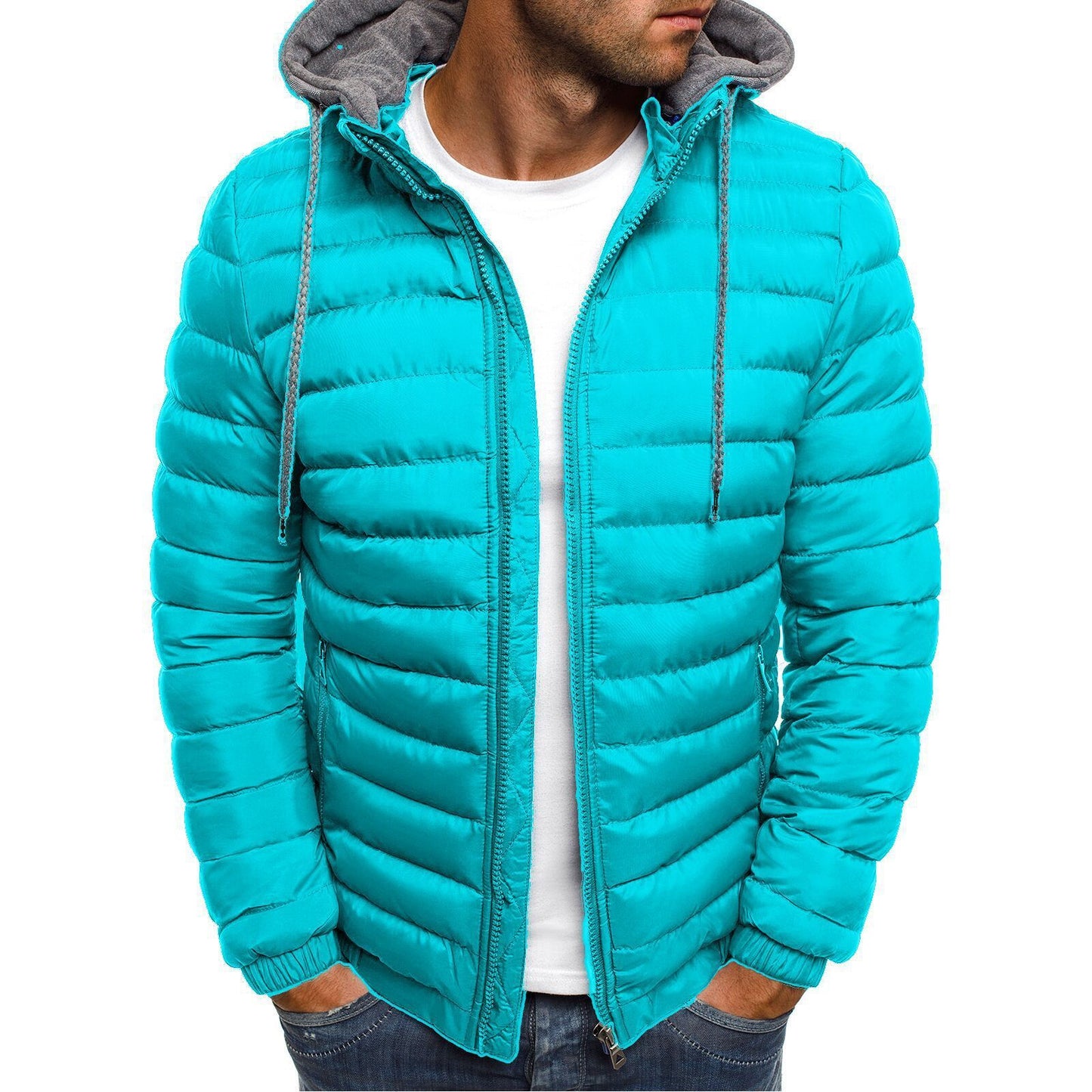 Pure Color Cardigan Hooded Cotton Jacket