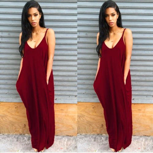 Women’s Plus Size Long Summer Pleated V-Neck Dress | Infinity Bazaar