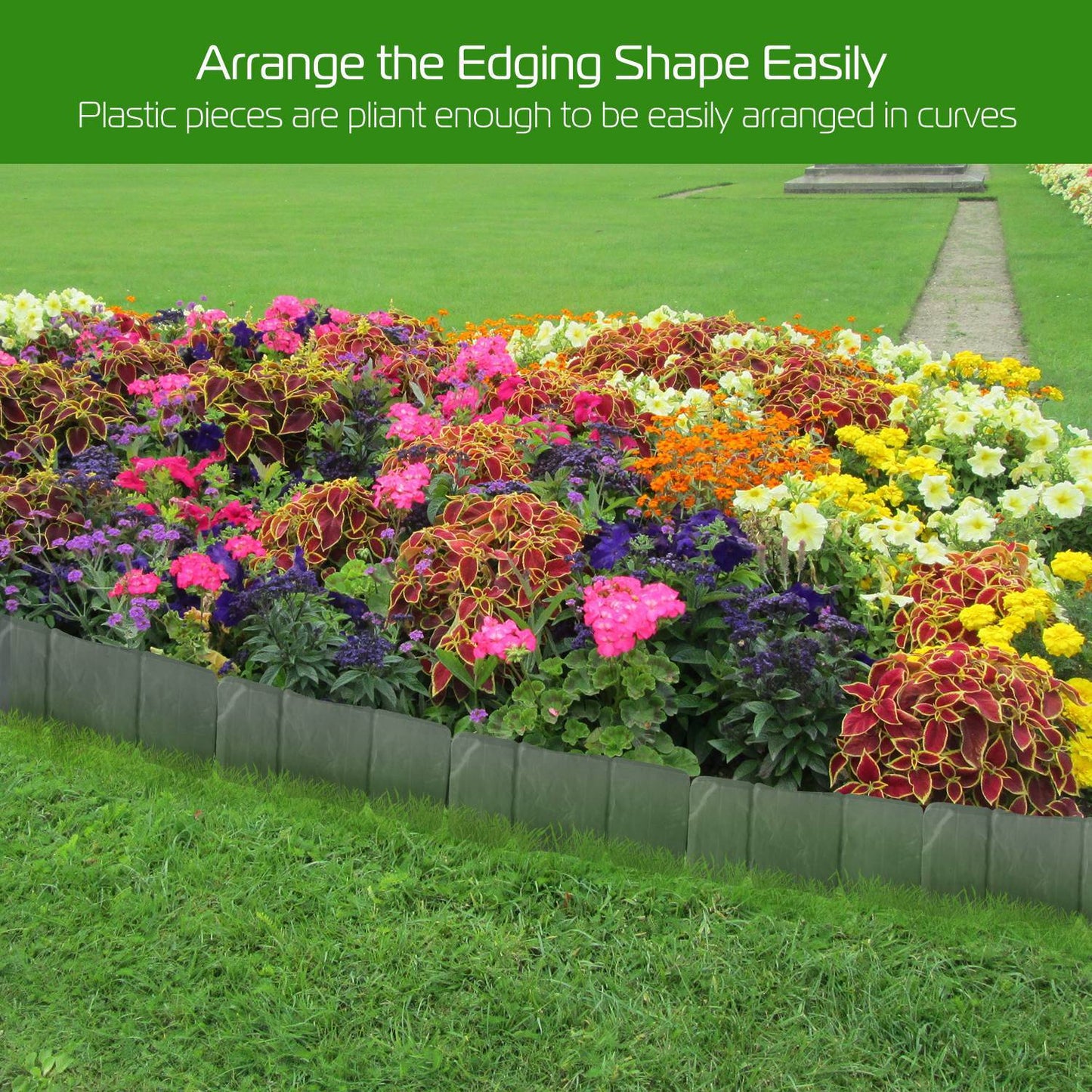 20-Piece Plastic Lawn Edging Kit – 16ft Weather-Resistant Garden Border with Cobbled Stone Look | Infinity Bazaar