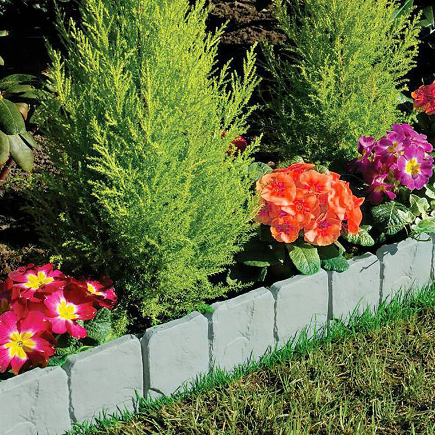20-Piece Plastic Lawn Edging Kit – 16ft Weather-Resistant Garden Border with Cobbled Stone Look | Infinity Bazaar