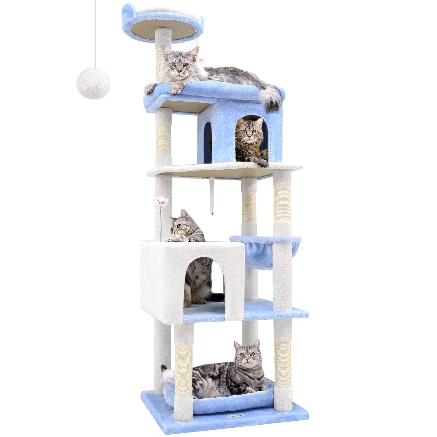 72-Inch Marine Blue Multi-Level Cat Tree Tower – Cat Climbing Frame with Scratching Posts, Platforms & Hideouts for Indoor Cats | Infinity Bazaar