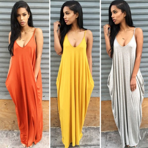 Women’s Plus Size Long Summer Pleated V-Neck Dress | Infinity Bazaar