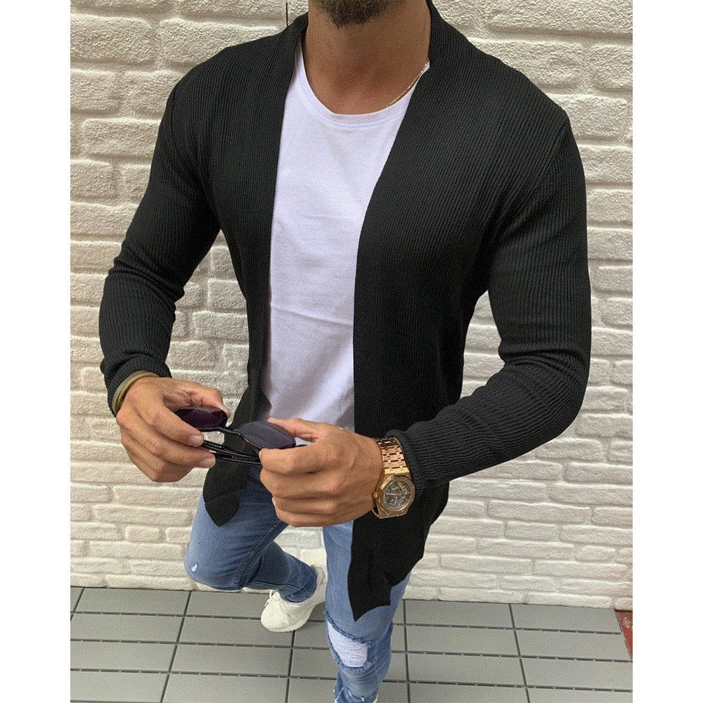 Men's long sleeve knitted cardigan jacket