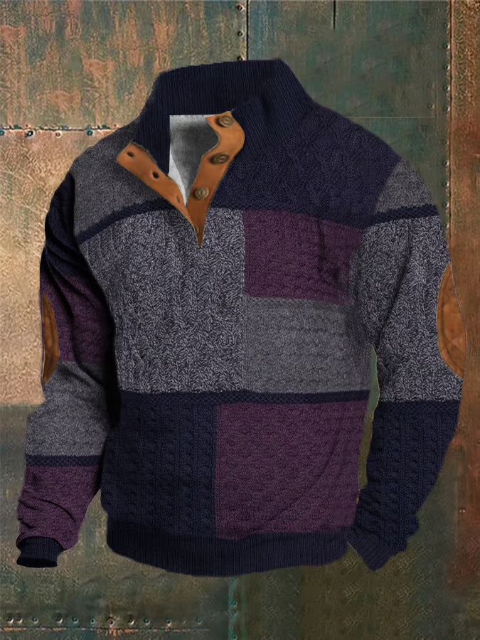 Spring & Autumn Men's Printed Sweater With Buckle