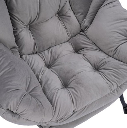 Living Room Chair Modern Cotton Fabric Lazy Chair With Armrests And Side Pockets - Light Grey With Ottoman