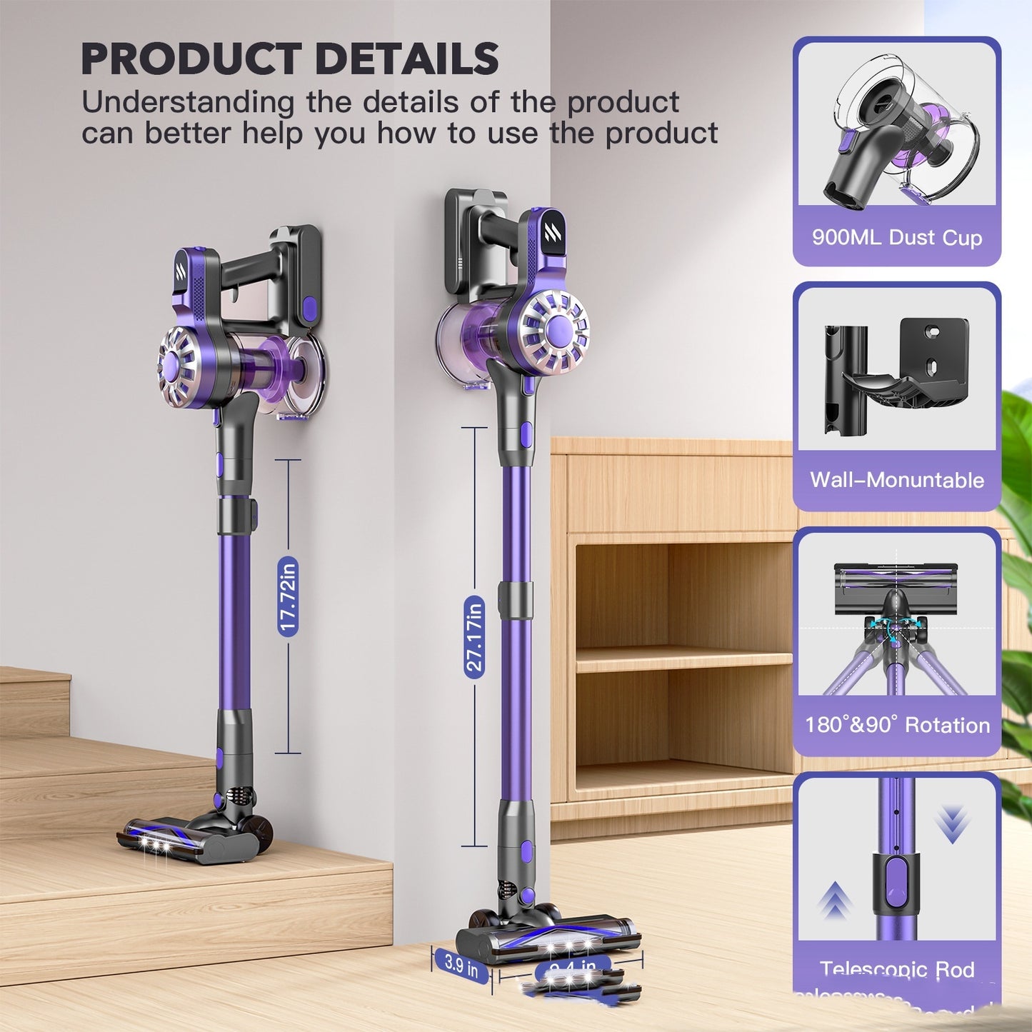Household Small Portable Telescopic Brushless Motor Vacuum Cleaner – Compact, Powerful, and Versatile