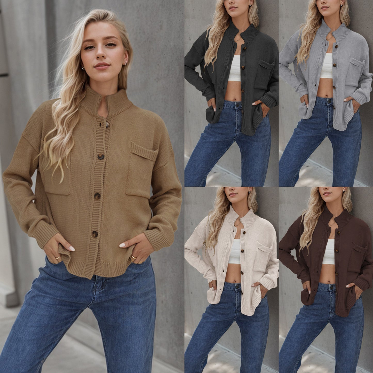 Knitted Coat V-neck Plus Size Women's Sweaters