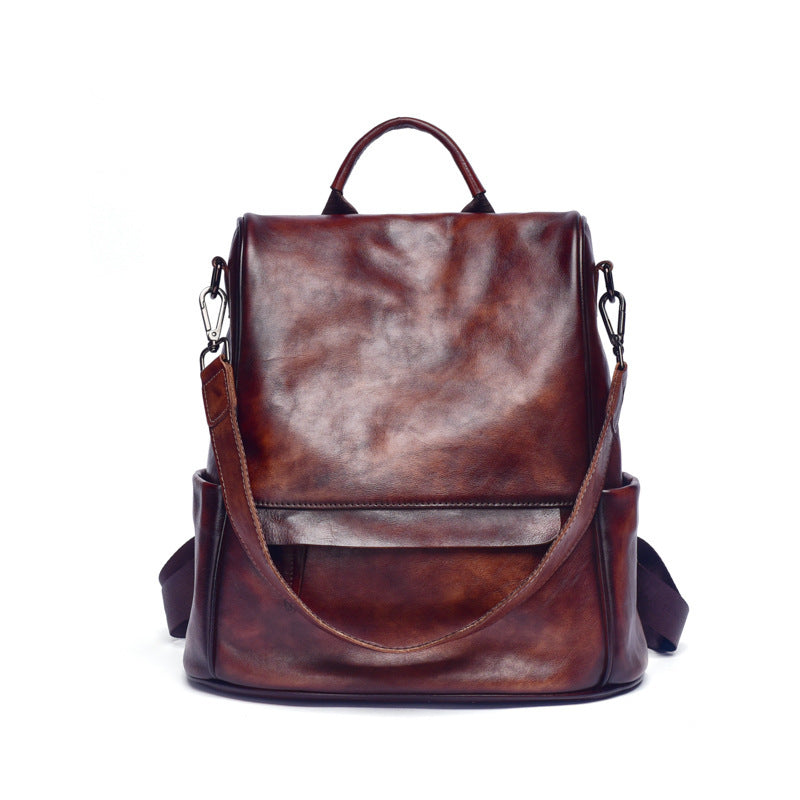 Genuine Cowhide Leather Anti Theft Travel Backpack