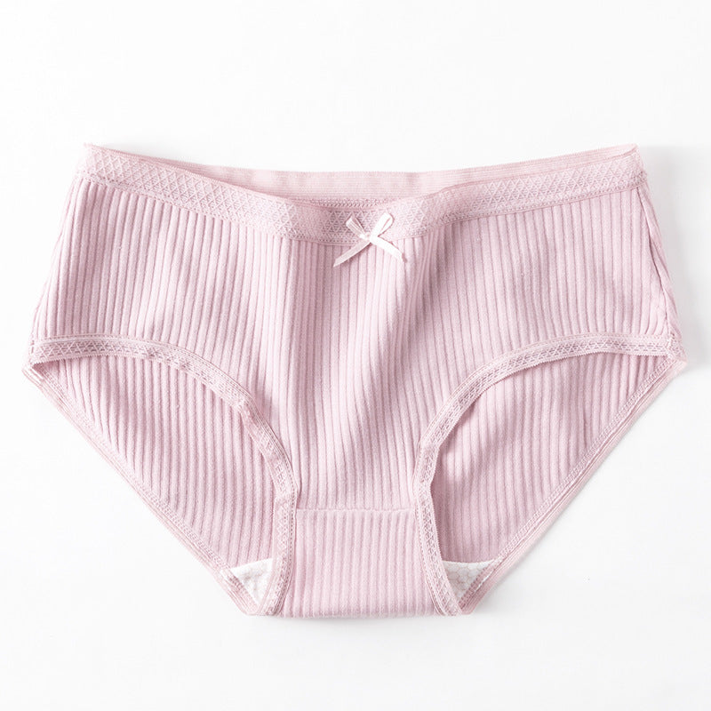 Lace Thread Cotton Pure Cotton Mid-waist Briefs