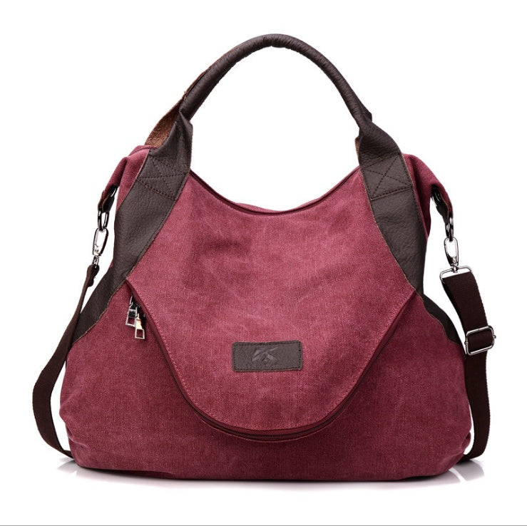 Retro Handbag with Crossbody Strap made with Canvas