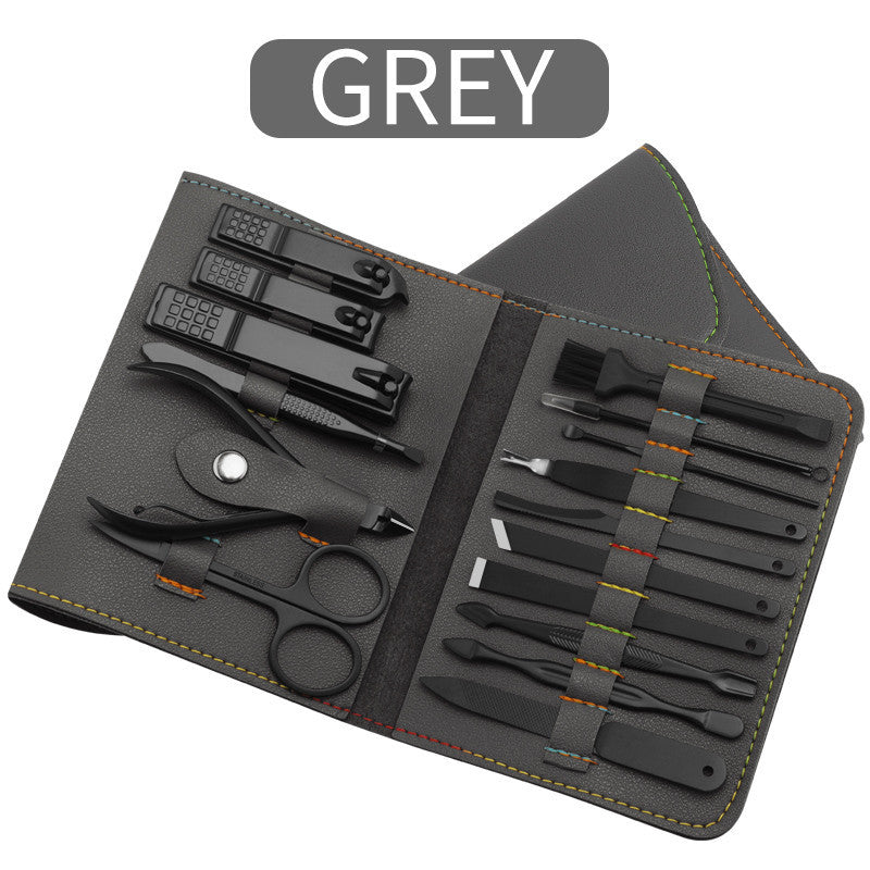 16-Piece Professional Manicure Pedicure Kit – Stainless Steel Grooming Set with PU Leather Case | Infinity Bazaar
