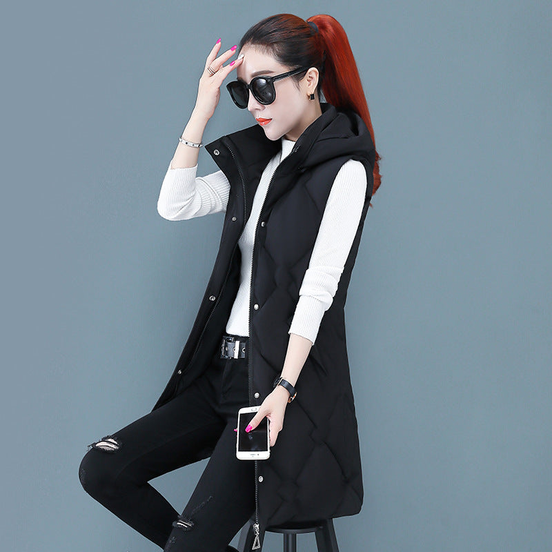 Spring & Autumn Down Cotton Mid-length Slim-fitting Jacket vest