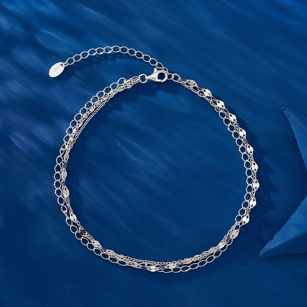Double-layer Lip Anklet Tassel Multi-layer O-shaped Chain