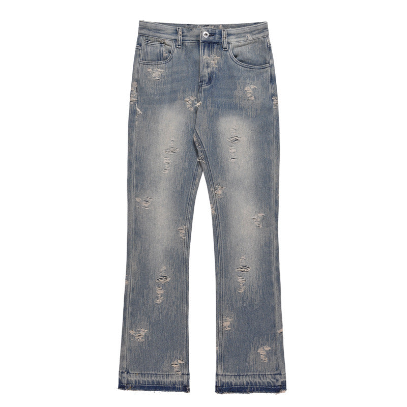 Retro Washed Make Old Ripped Jeans
