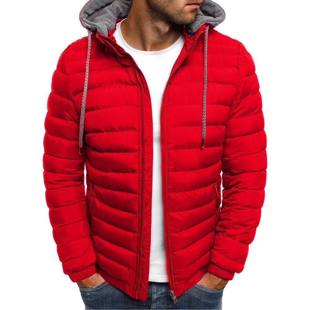 Pure Color Cardigan Hooded Cotton Jacket