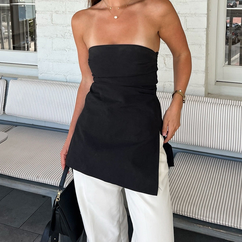 Fashion Tube Top Vest Design Sense Irregular Top