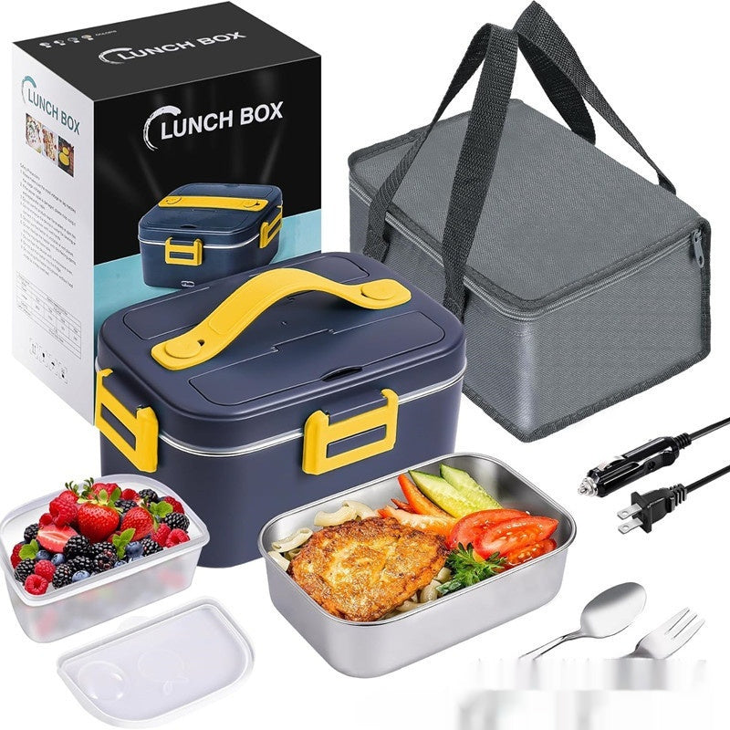 75W Electric Lunch Box Portable Food Warmer – No Water Injection, Removable Stainless Steel Liner, for Home & Car Use | Infinity Bazaar