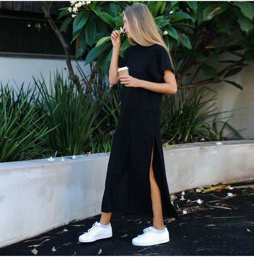 Women’s Casual Long Black Cotton Dress | Infinity Bazaar