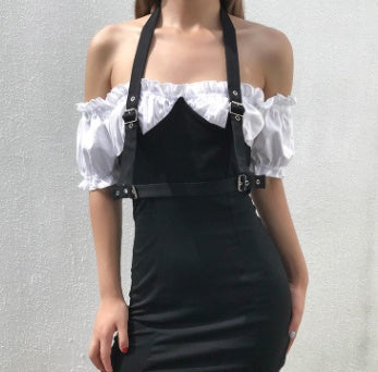 Neck Metal Accent Dress – Street Style Contrast Color Mini Pencil Dress | Infinity Bazaar