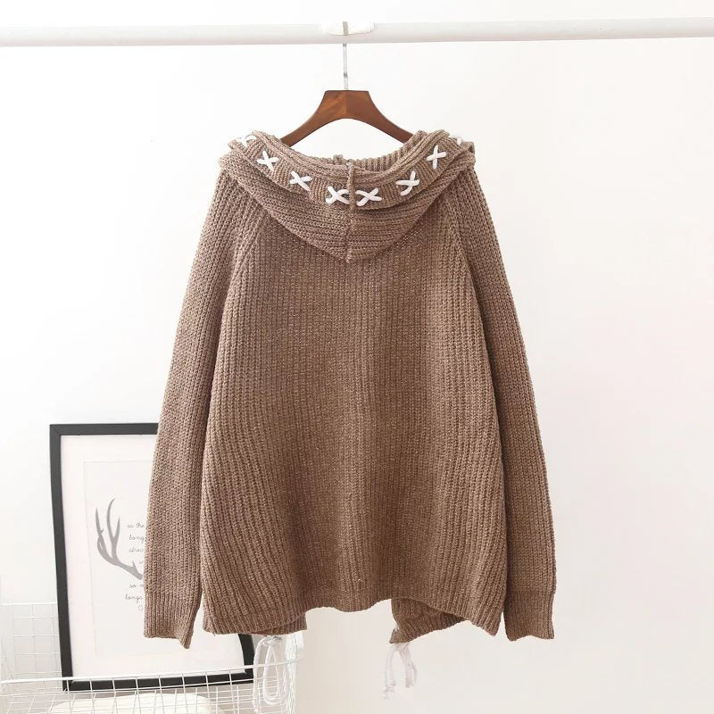 Women's Hooded Knitting Cardigan Sweater
