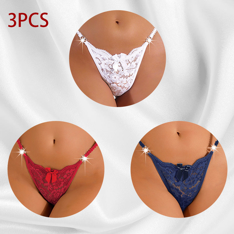 Women's Thong Lace Hollowed Out Mesh Gauze Panties Women's Traceless Pantie set