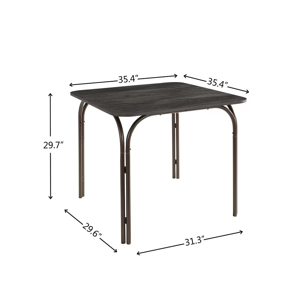 5-Piece Modern Wood Dining Table Set with 4 Chairs – MDF & Metal Frame, Space-Saving Kitchen Table Set | Antique Bronze | Infinity Bazaar