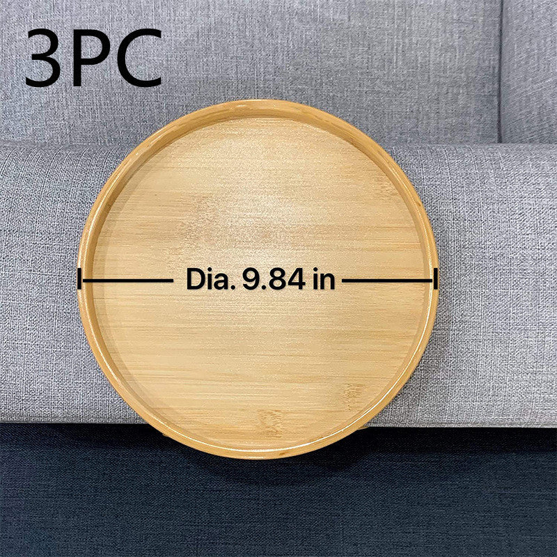 Round Storage Bamboo Tray with Legs – Foldable Sofa Tray for Convenient Storage