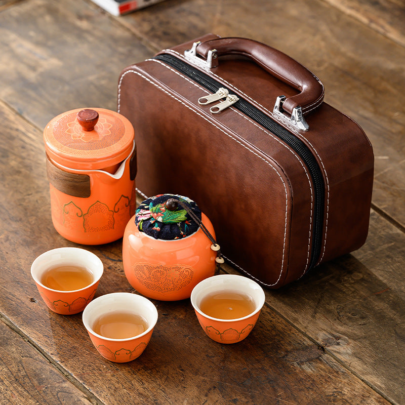 Tea Set Suit Ceramic One Pot Four Cups Gift Box