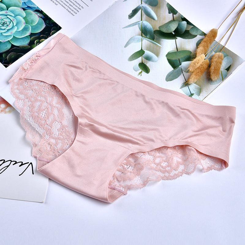 French Rim Free Lace Antibacterial Ice Silk Briefs