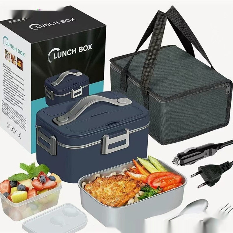 75W Electric Lunch Box Portable Food Warmer – No Water Injection, Removable Stainless Steel Liner, for Home & Car Use | Infinity Bazaar