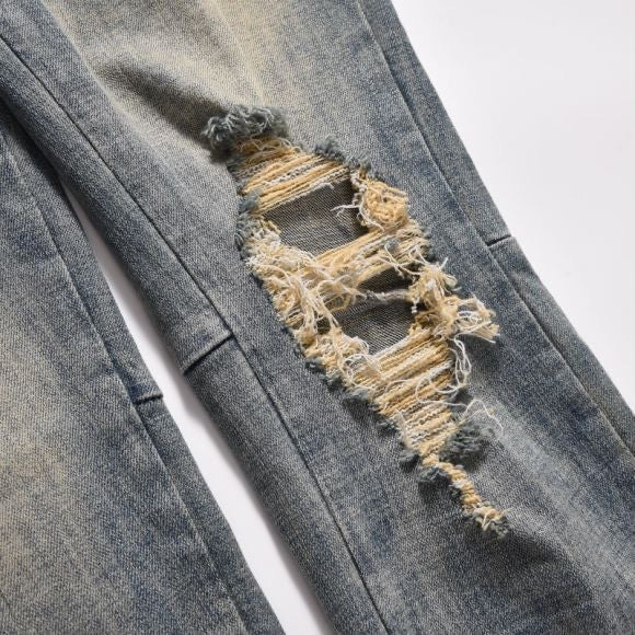 Loose Knife Cut Bad Cat Beard Printed Dubin Design Jeans