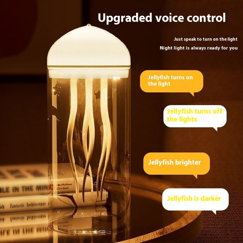 3D Creative Floating Jellyfish Night Lamp – Voice-Controlled LED Ambience Light with Handle Stick Option | Infinity Bazaar