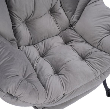Living Room Chair Modern Cotton Fabric Lazy Chair With Armrests And Side Pockets - Light Grey With Ottoman