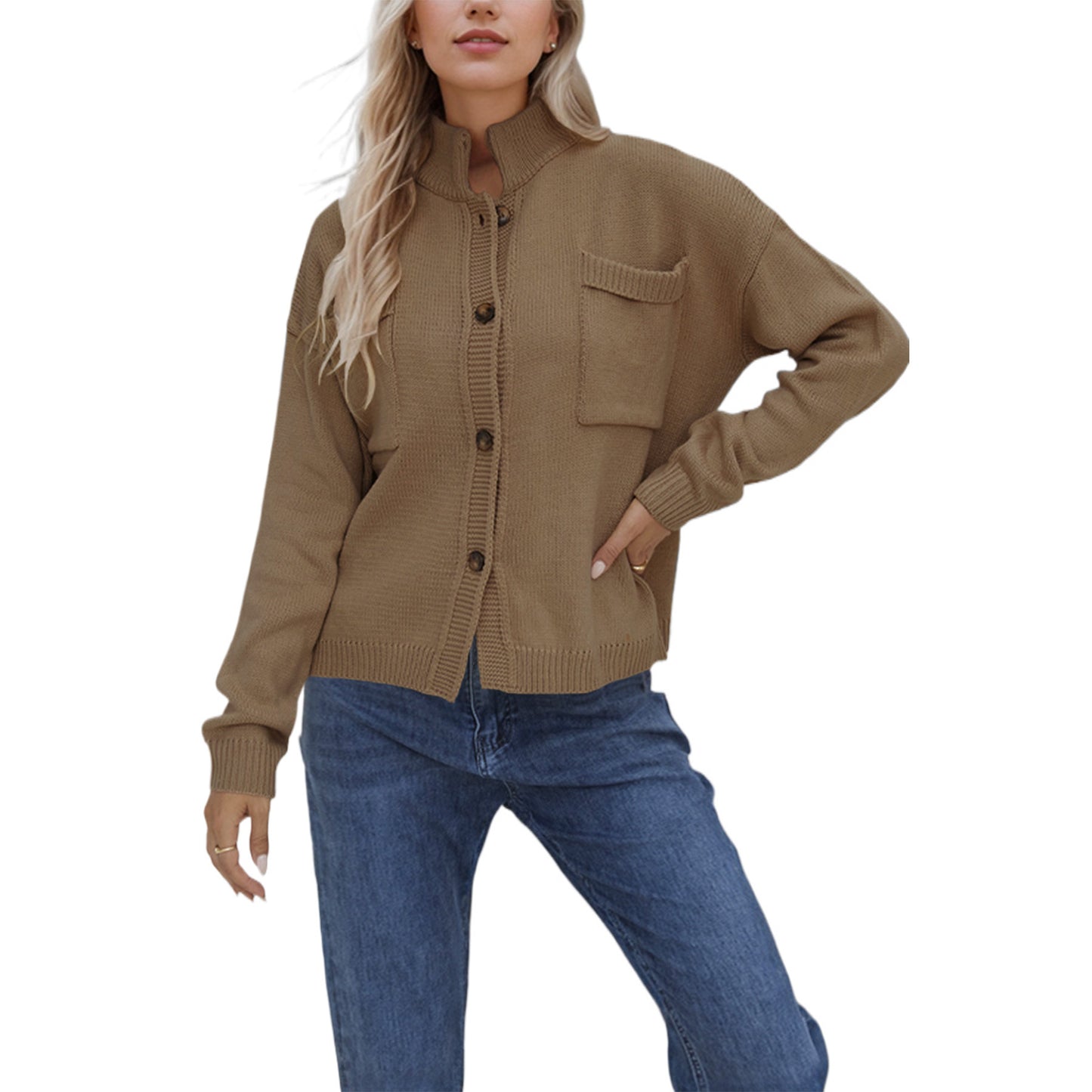 Knitted Coat V-neck Plus Size Women's Sweaters