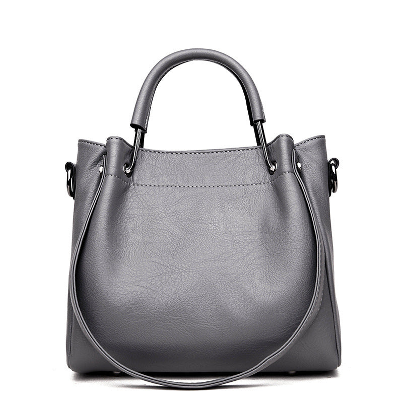 Korean Style Women's Soft Synthetic Leather Bucket Handbags