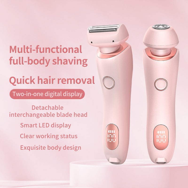 2-in-1 Electric Shaver for Women – Waterproof Rechargeable Razor with Bath Gloves & Cosmetic Bag | Infinity Bazaar