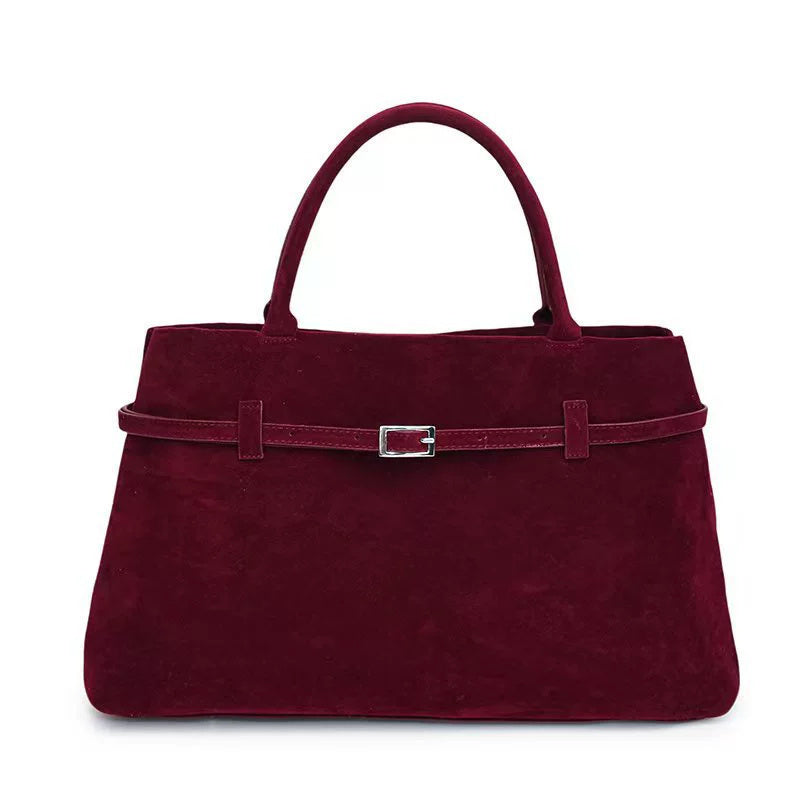 Women's Solid Faux Suede Large Capacity Casual Tote Bags