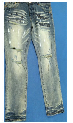 Street Designer Solid Color American Retro Hip-hop Fashion Jeans