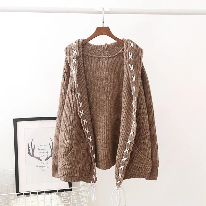 Women's Hooded Knitting Cardigan Sweater