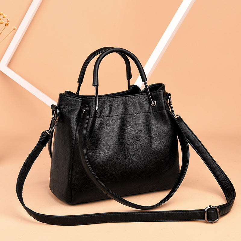 Korean Style Women's Soft Synthetic Leather Bucket Handbags