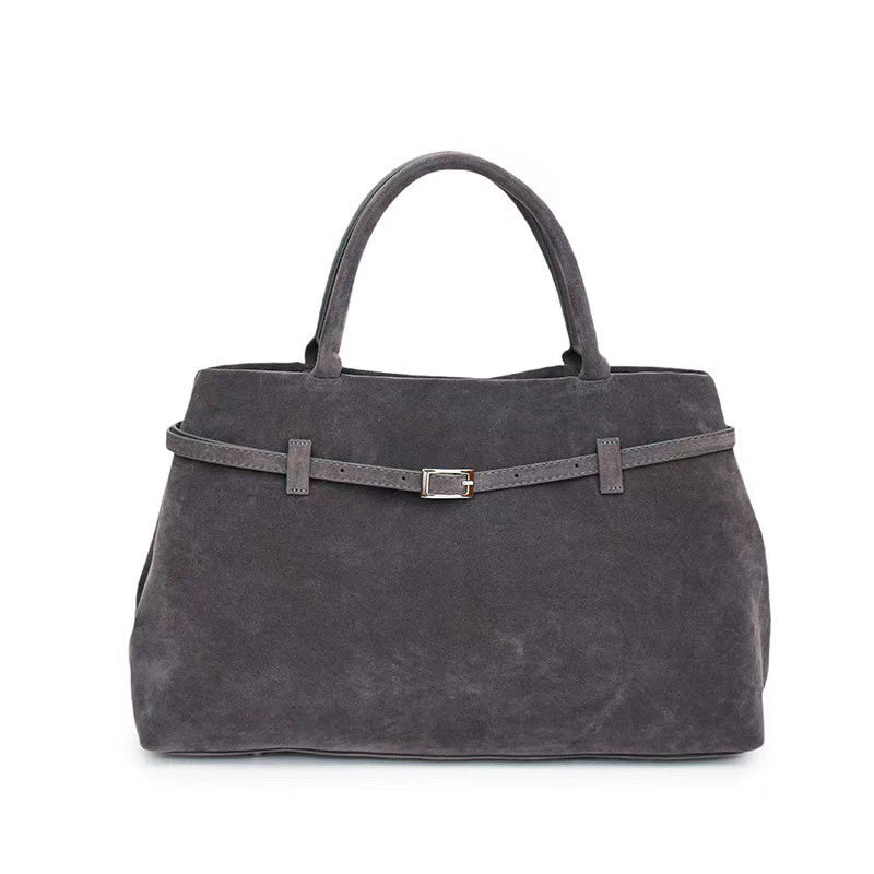 Women's Solid Faux Suede Large Capacity Casual Tote Bags