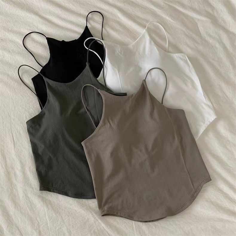 French Chic Camisole Women With Chest Pad