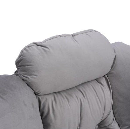 Living Room Chair Modern Cotton Fabric Lazy Chair With Armrests And Side Pockets - Light Grey With Ottoman