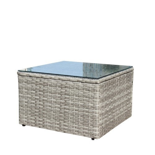 4-Piece Patio Sectional Wicker Rattan Outdoor Furniture Sofa Set with Storage Box – Grey | Infinity Bazaar