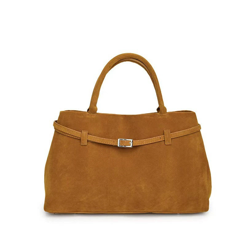 Women's Solid Faux Suede Large Capacity Casual Tote Bags