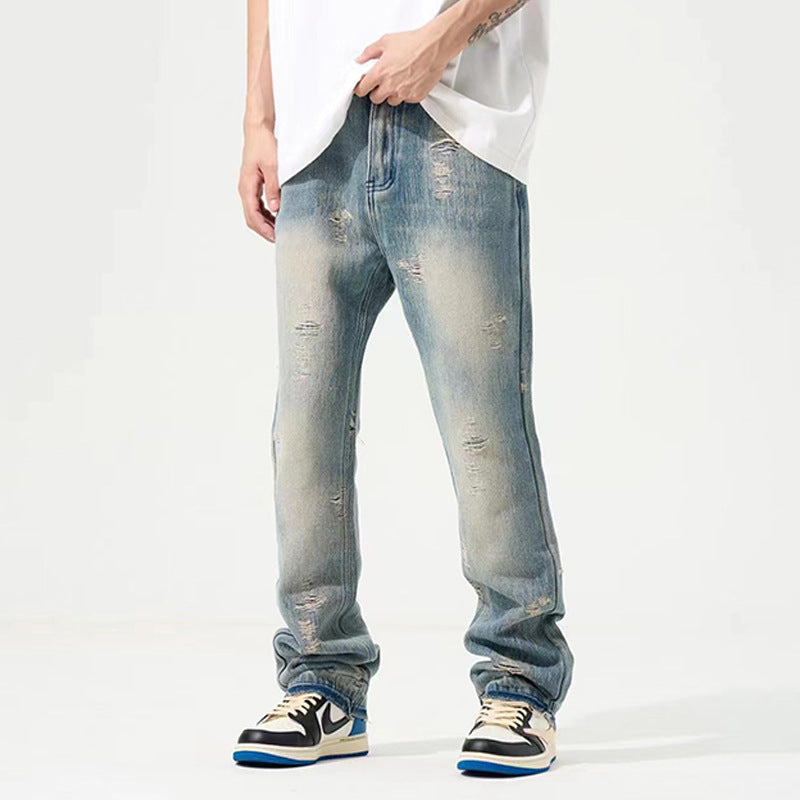 Retro Washed Make Old Ripped Jeans