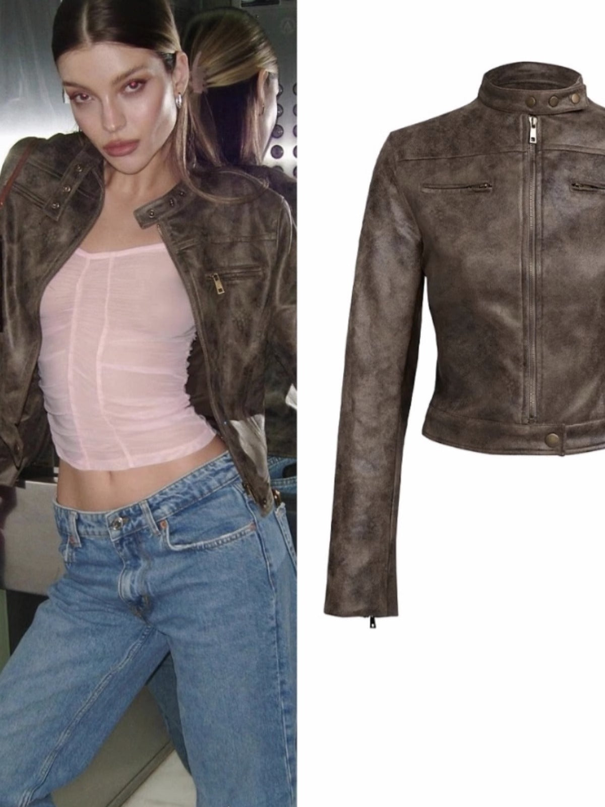 Maillard Motorcycle Hot Girl Vintage Distressed Leather Coat