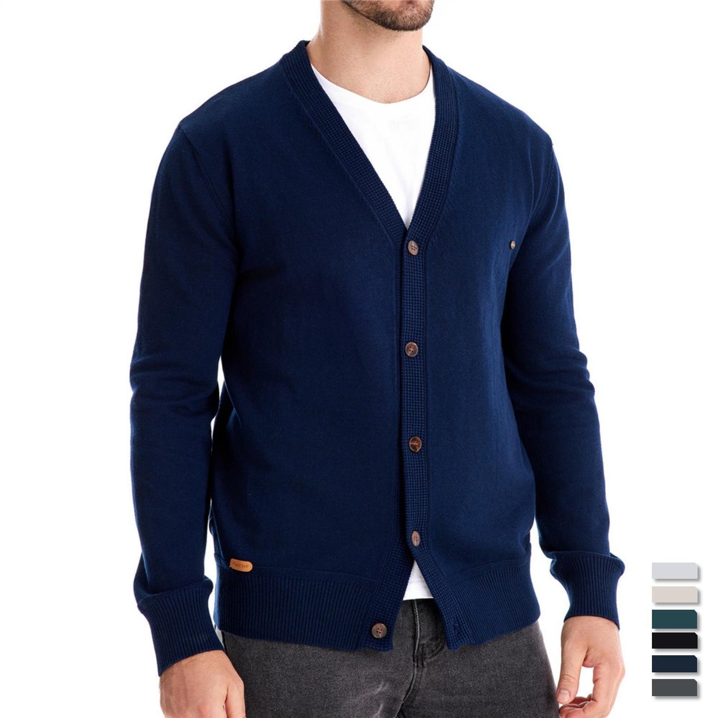 Men's Cardigan Sweater High Quality Business Pure Color Knitwear
