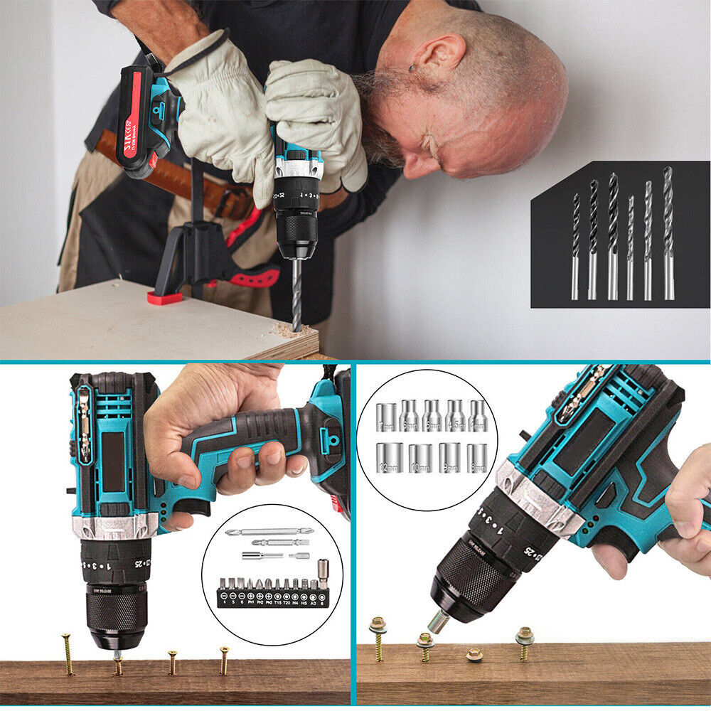 3-in-1 Cordless Brushless Drill Set – 21V Power Drill with Hammer & Screwdriver Functions | Electric Rechargeable Kit for DIY | Infinity Bazaar