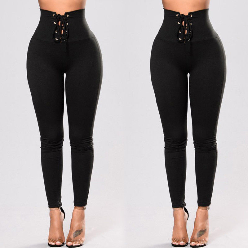 Women's Sexy Rivet Yoga Pants with Waist Tie